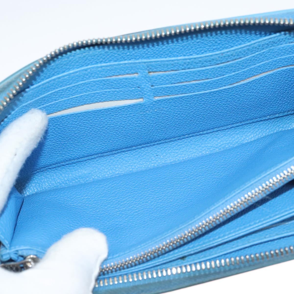 LOUIS VUITTON Empreinte Yayoi Kusama Zippy Wallet Blue M81954 LV Auth 126653