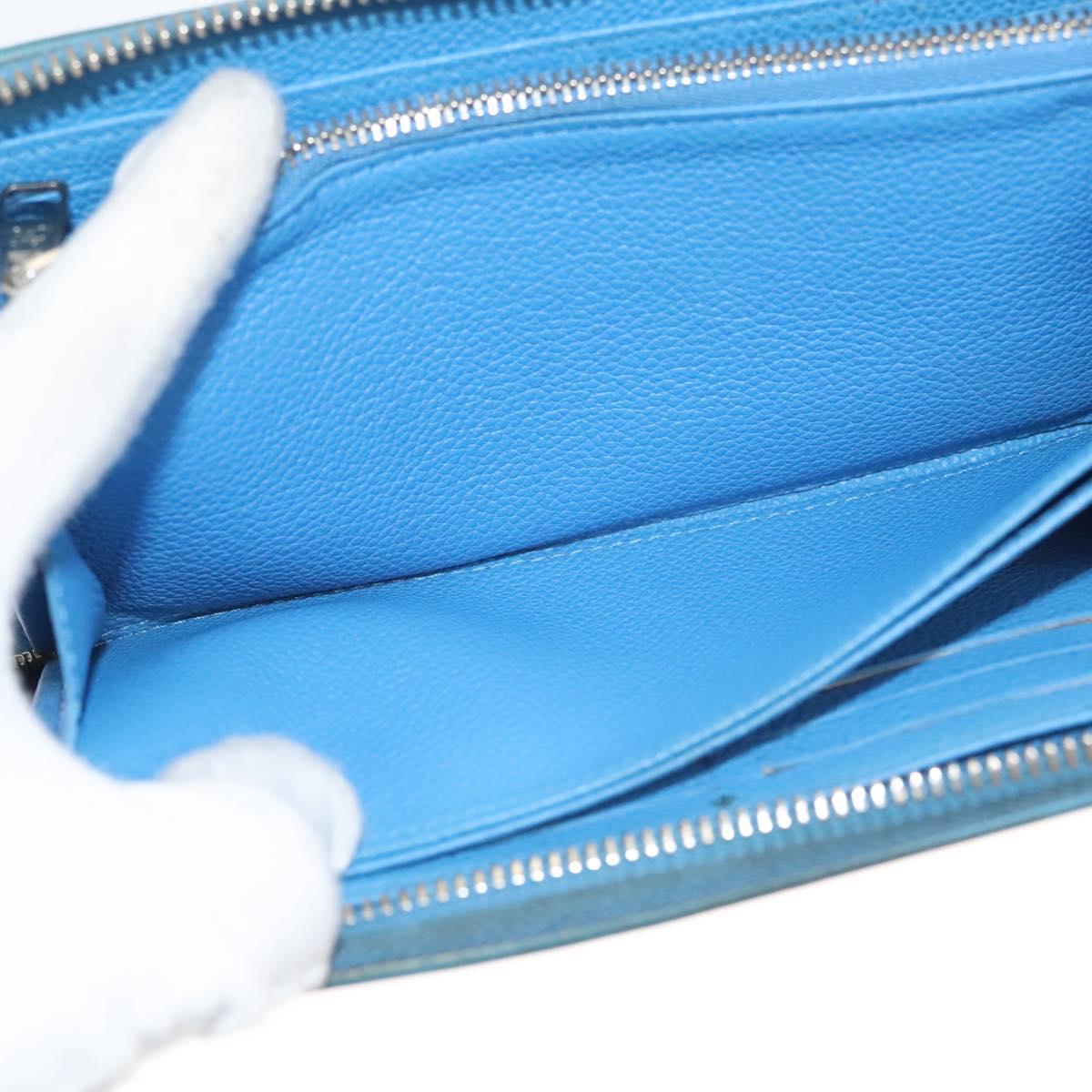 LOUIS VUITTON Empreinte Yayoi Kusama Zippy Wallet Blue M81954 LV Auth 126653