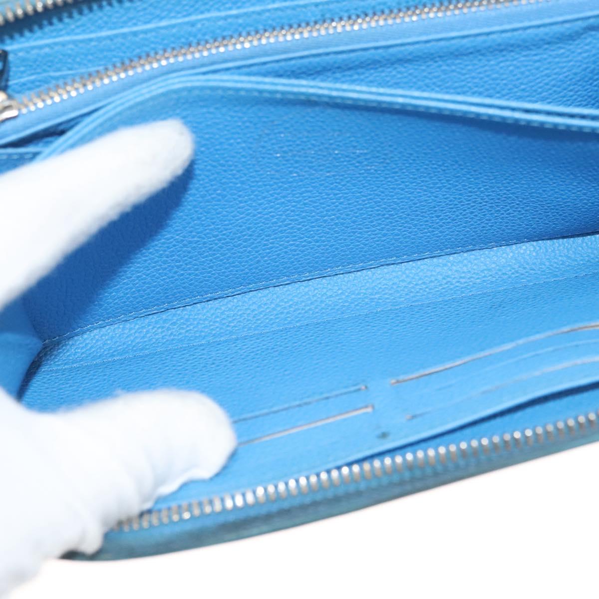 LOUIS VUITTON Empreinte Yayoi Kusama Zippy Wallet Blue M81954 LV Auth 126653