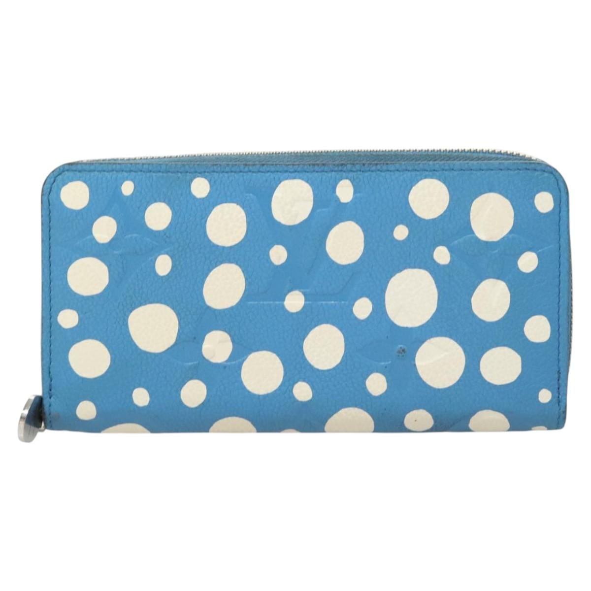 LOUIS VUITTON Empreinte Yayoi Kusama Zippy Wallet Blue M81954 LV Auth 126653