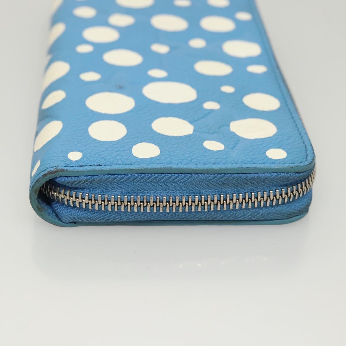 LOUIS VUITTON Empreinte Yayoi Kusama Zippy Wallet Blue M81954 LV Auth 126653
