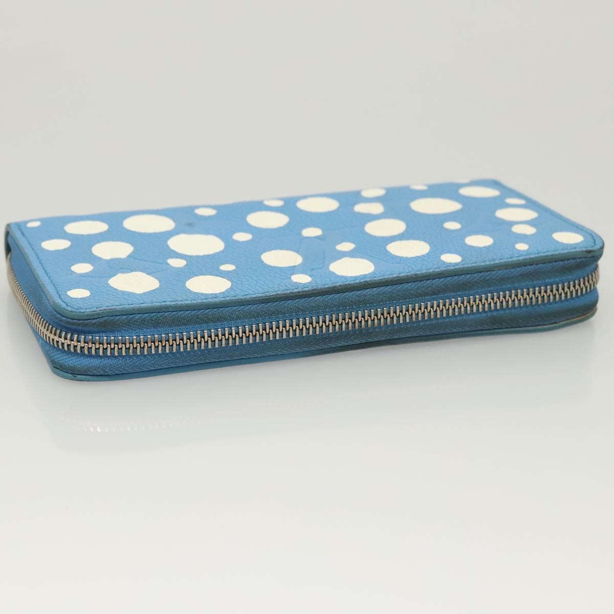 LOUIS VUITTON Empreinte Yayoi Kusama Zippy Wallet Blue M81954 LV Auth 126653