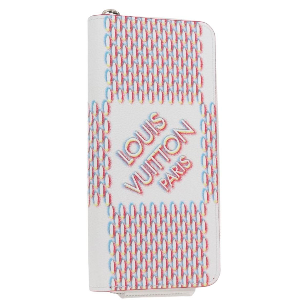 LOUIS VUITTON Damier Spray Zippy Wallet Vertical White M81403 LV Auth 126654M