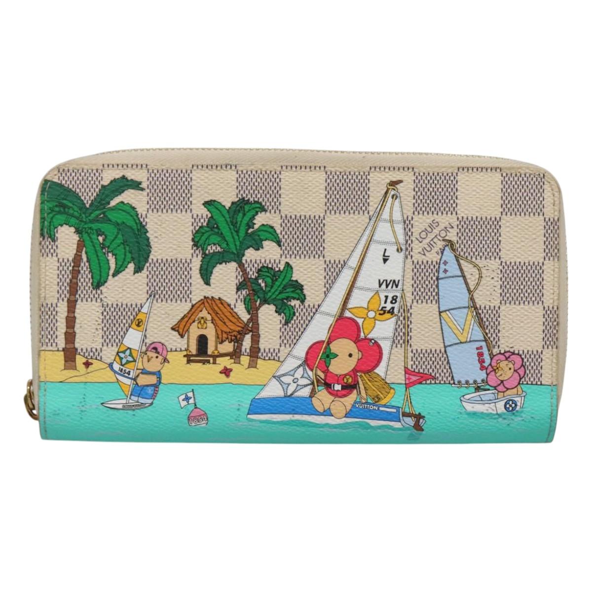 LOUIS VUITTON Damier Azur Vivienne Zippy Wallet Long Wallet N40507 Auth 126659