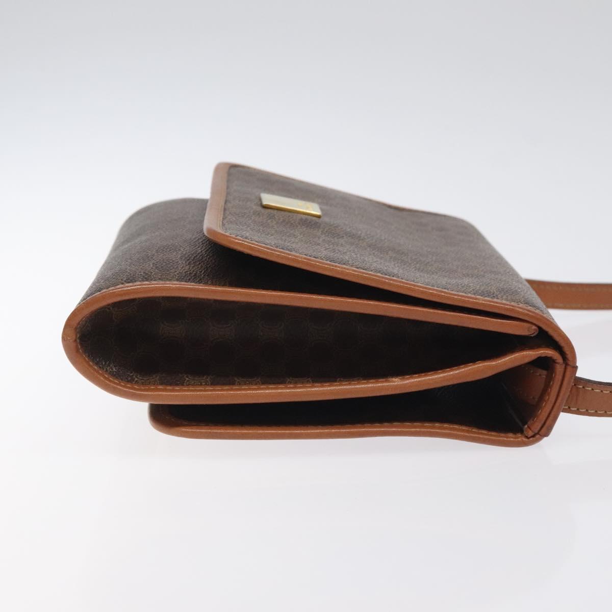 CELINE Macadam Canvas Shoulder Bag PVC Leather Brown Gold Auth 126660