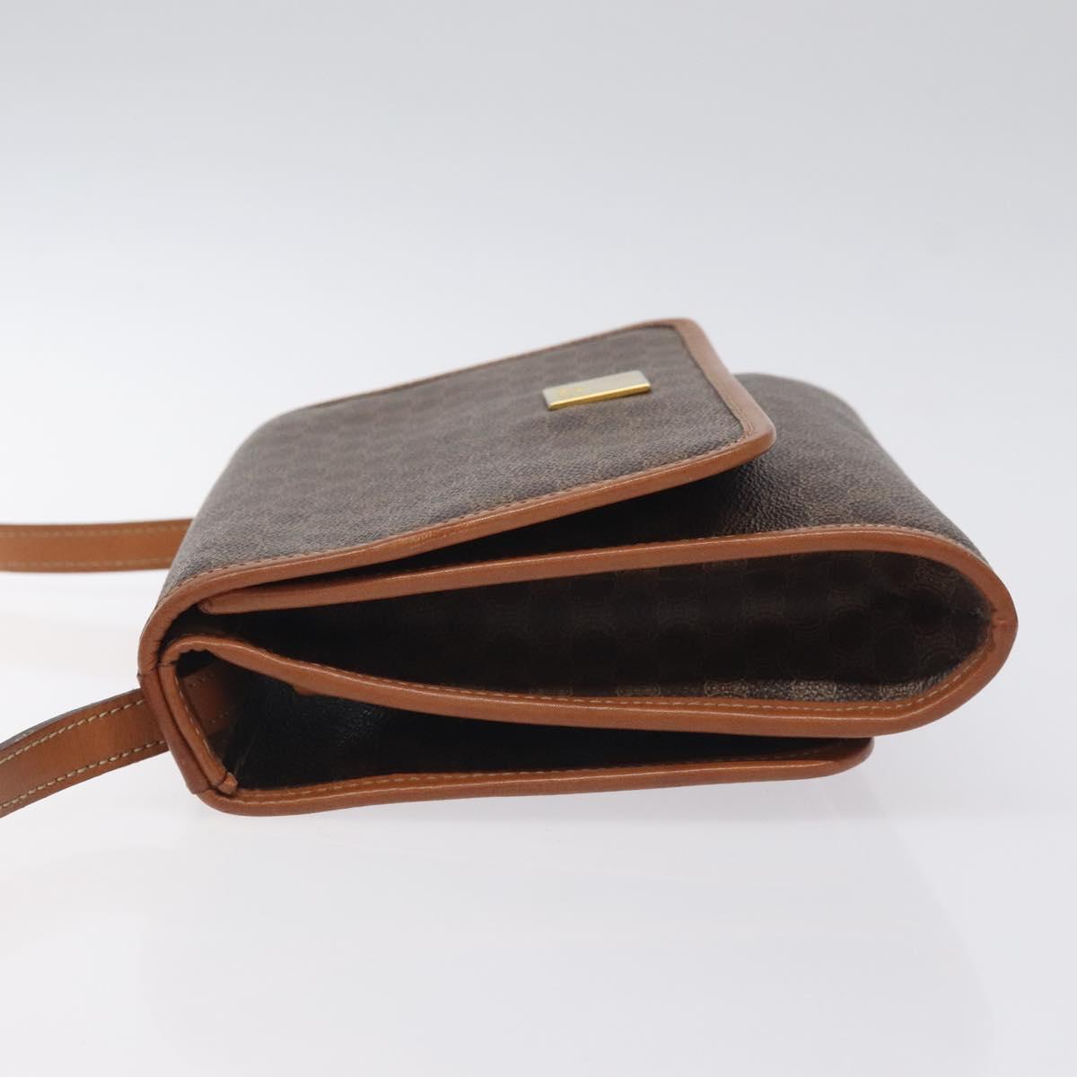 CELINE Macadam Canvas Shoulder Bag PVC Leather Brown Gold Auth 126660
