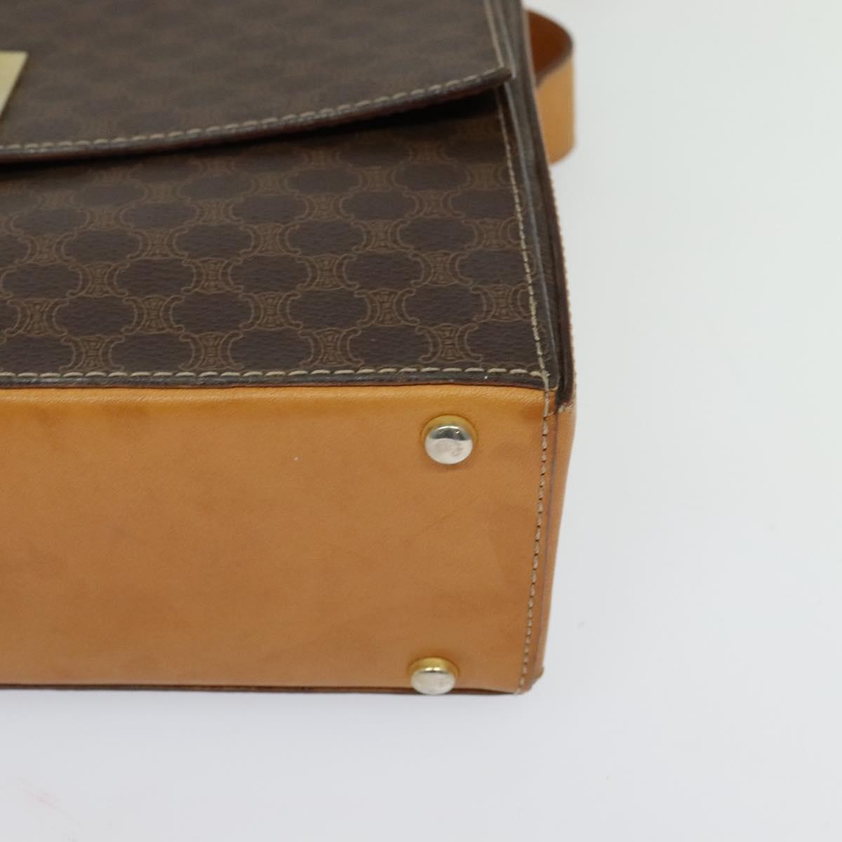 CELINE Macadam Canvas Shoulder Bag PVC Leather Brown Gold Auth 126661