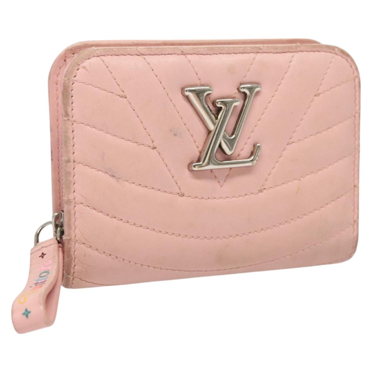 LOUIS VUITTON New Wave Zipto Compact Wallet Leather Pink M63791 LV Auth 126691