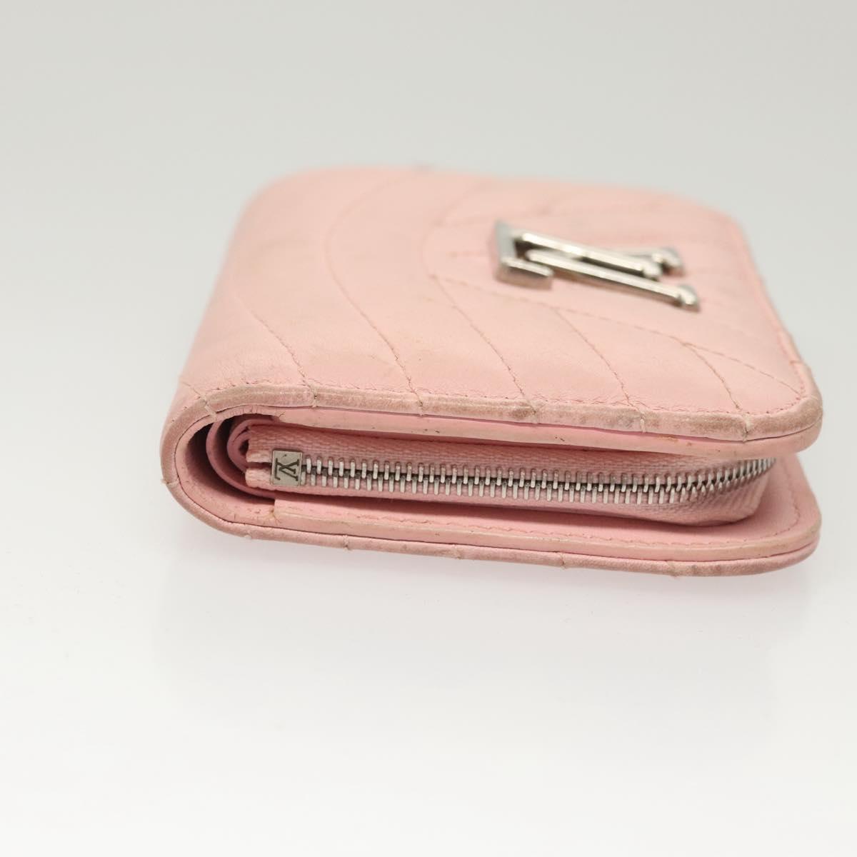LOUIS VUITTON New Wave Zipto Compact Wallet Leather Pink M63791 LV Auth 126691
