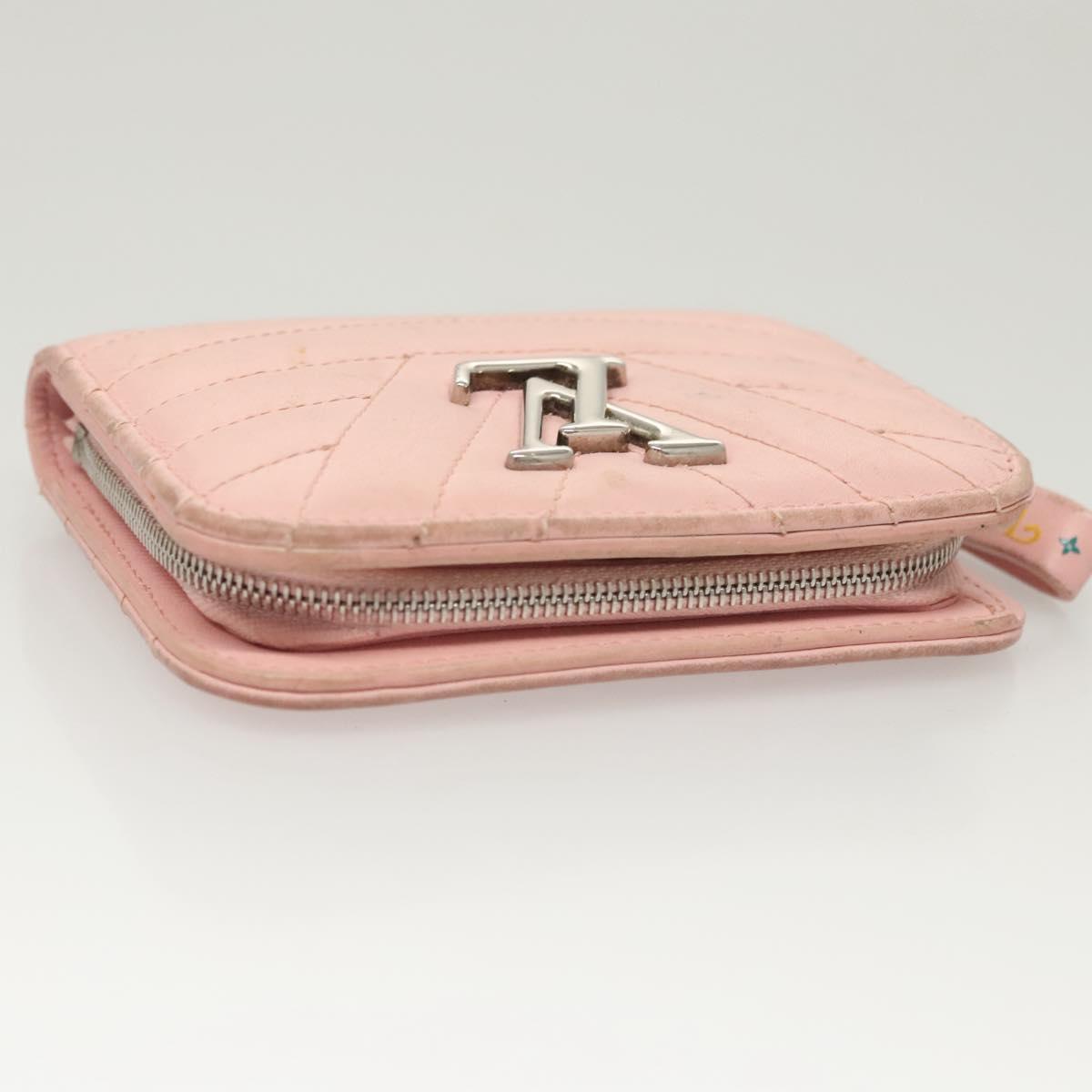 LOUIS VUITTON New Wave Zipto Compact Wallet Leather Pink M63791 LV Auth 126691