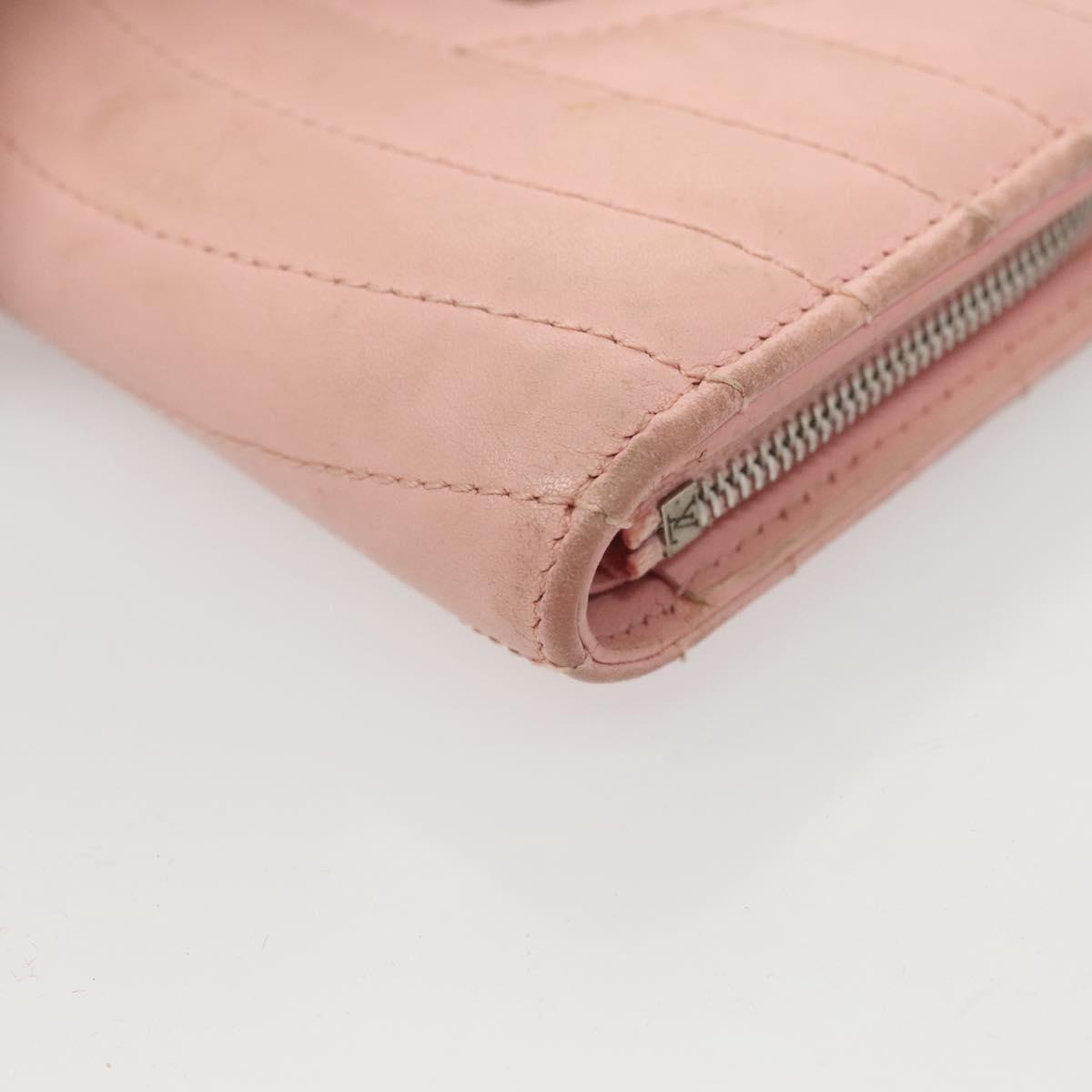 LOUIS VUITTON New Wave Zipto Compact Wallet Leather Pink M63791 LV Auth 126691