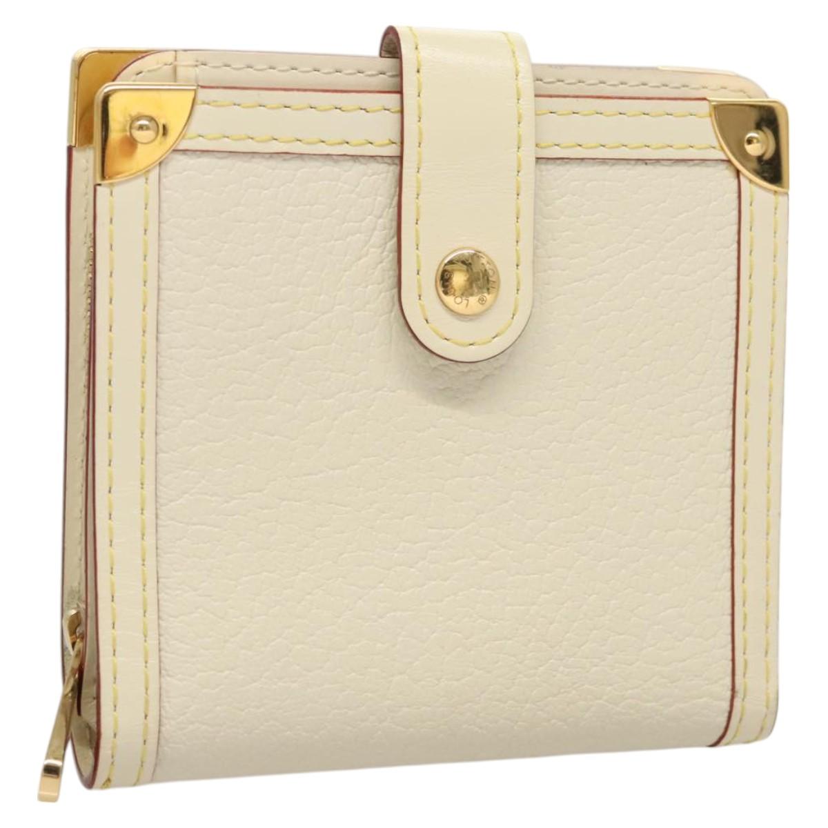 LOUIS VUITTON Suhari Compact Zip Wallet Leather Ivory M91831 LV Auth 126692