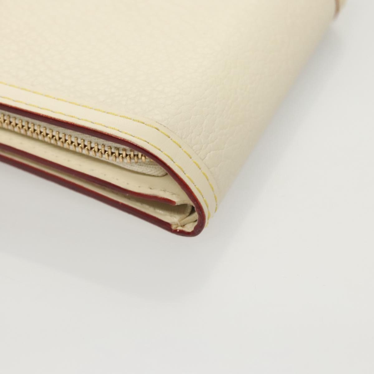 LOUIS VUITTON Suhari Compact Zip Wallet Leather Ivory M91831 LV Auth 126692