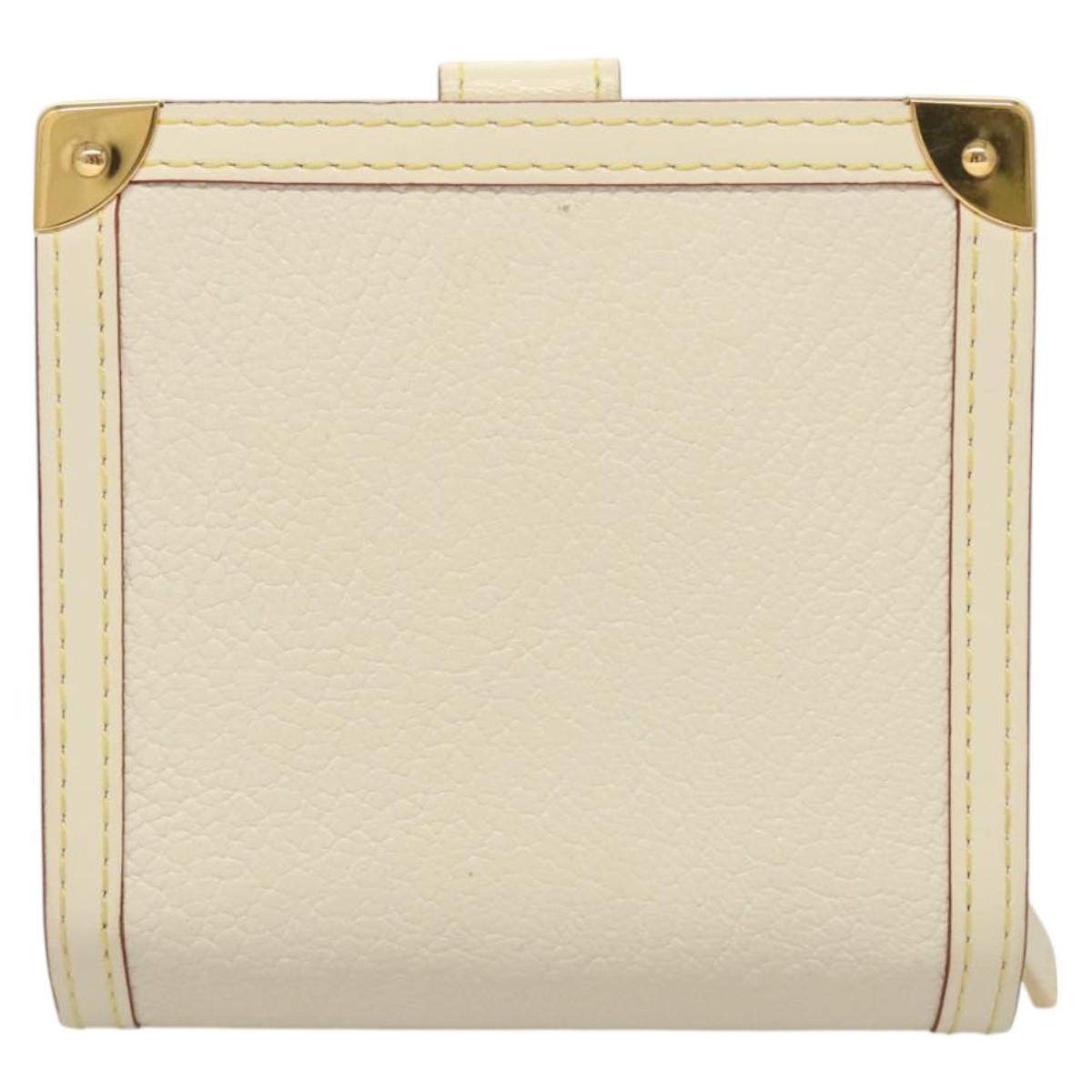 LOUIS VUITTON Suhari Compact Zip Wallet Leather Ivory M91831 LV Auth 126692