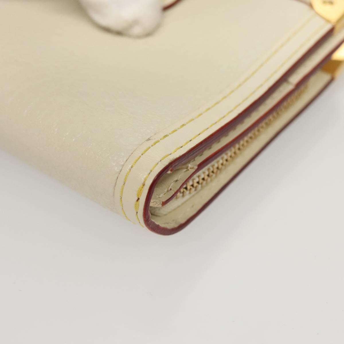 LOUIS VUITTON Suhari Compact Zip Wallet Leather Ivory M91831 LV Auth 126692