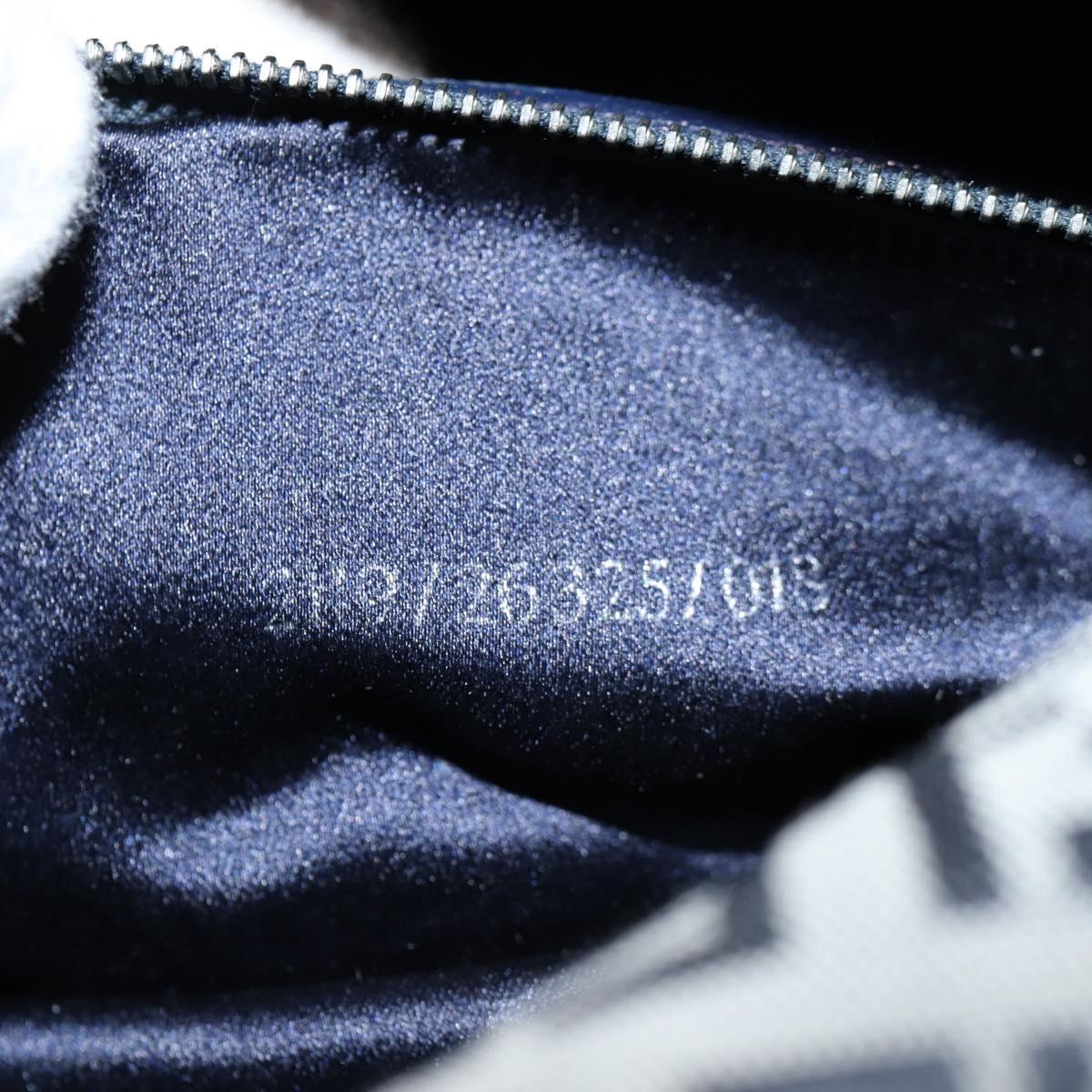 FENDI Zucchino Canvas Mamma Baguette Shoulder Bag Navy Silver Auth 126702V