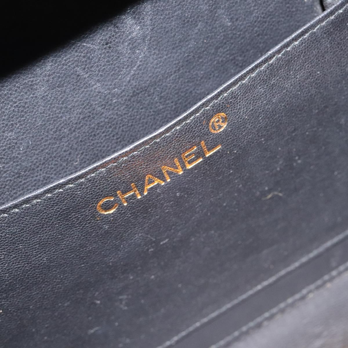 CHANEL V Stitch COCO Mark Shoulder Bag Patent leather Black Gold CC Auth 126704