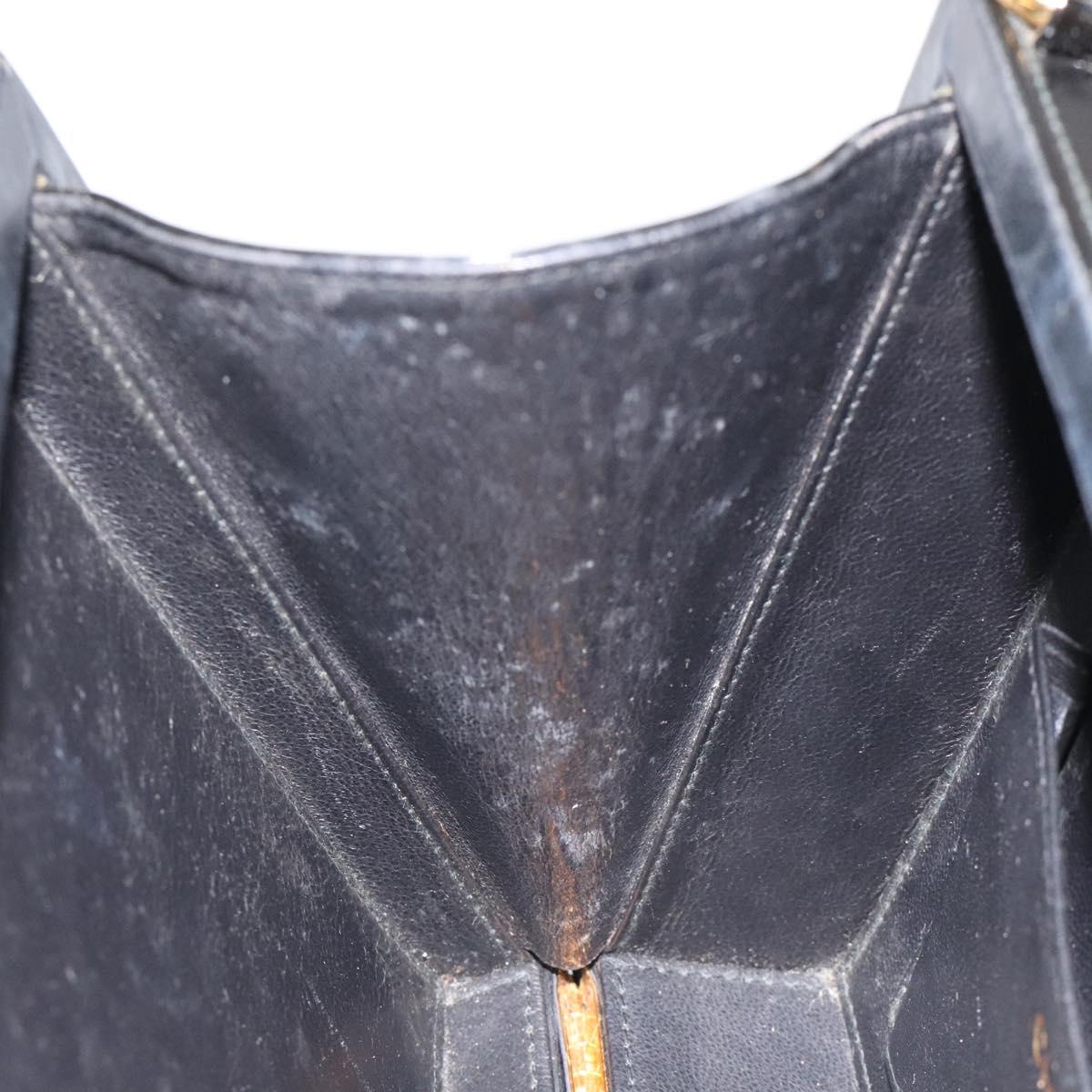 CHANEL V Stitch COCO Mark Shoulder Bag Patent leather Black Gold CC Auth 126704