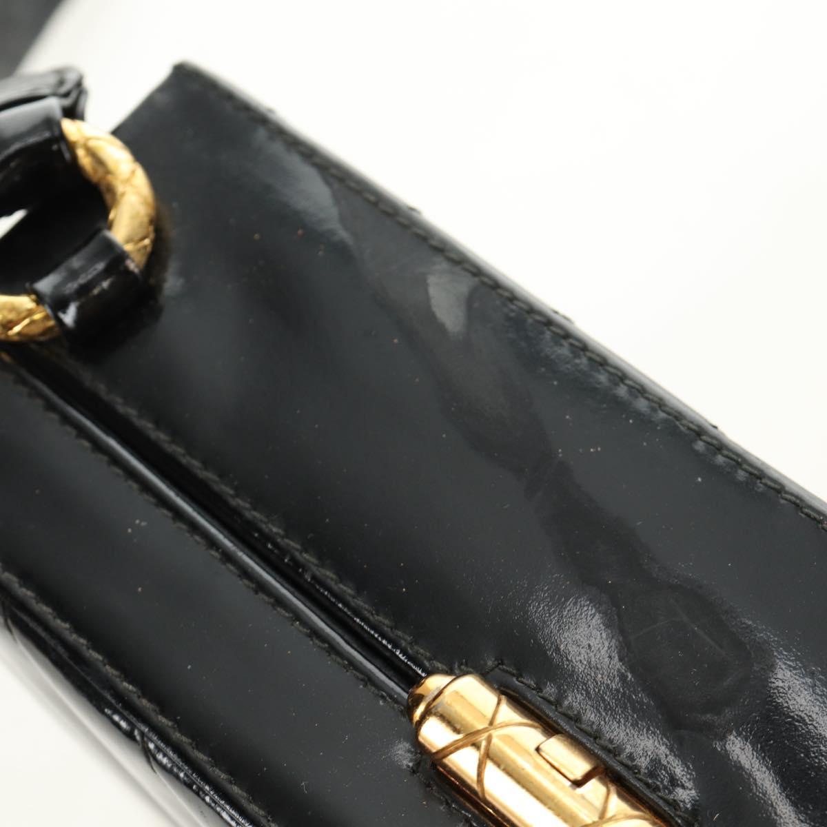 CHANEL V Stitch COCO Mark Shoulder Bag Patent leather Black Gold CC Auth 126704