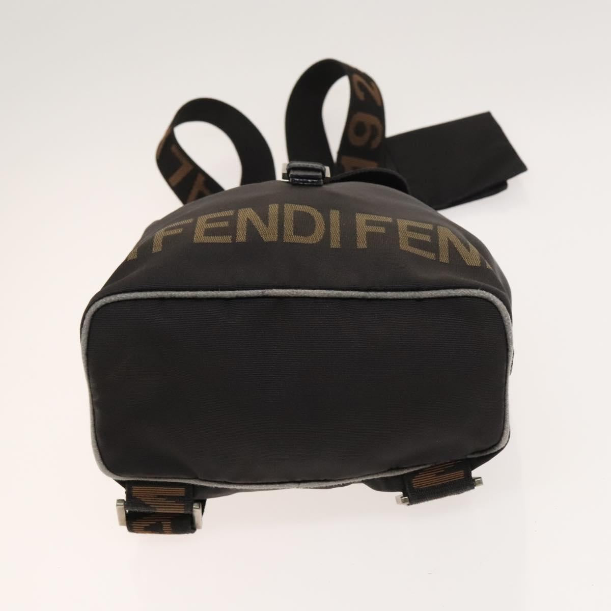 FENDI Backpack Black Silver Auth 126725