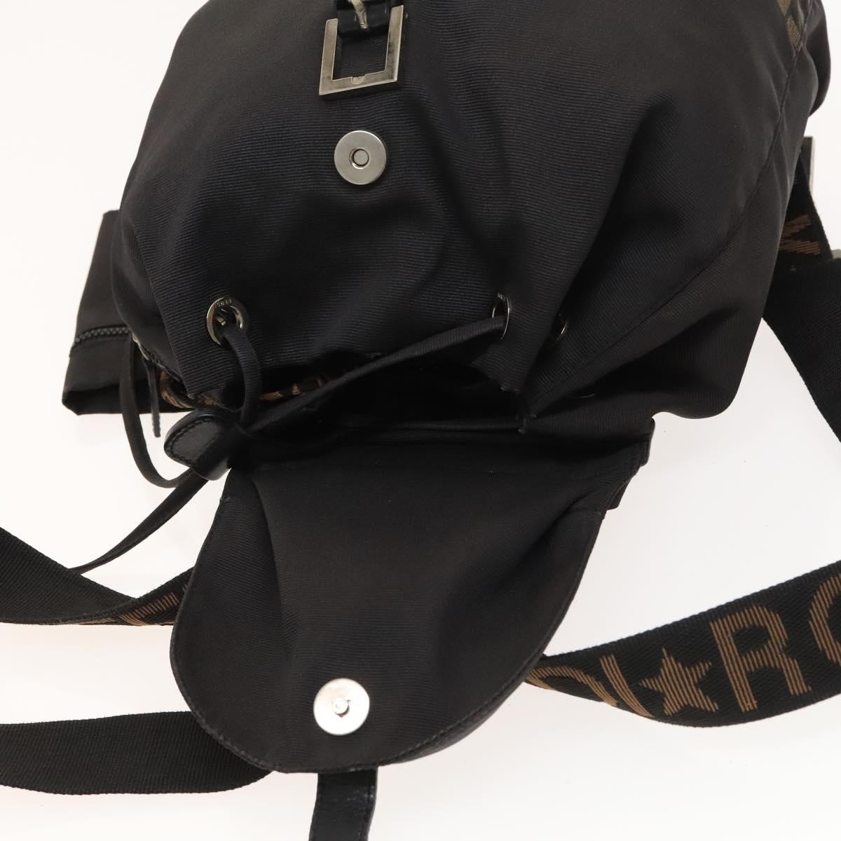 FENDI Backpack Black Silver Auth 126725