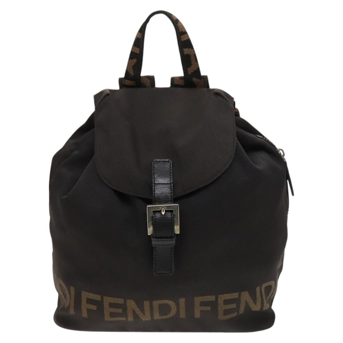 FENDI Backpack Black Silver Auth 126725
