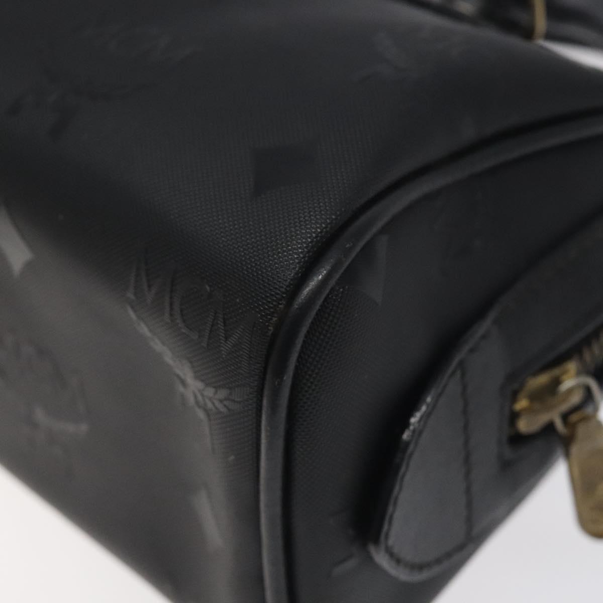 MCM Logogram Vicetos Hand Bag PVC Black Gold Auth 126744
