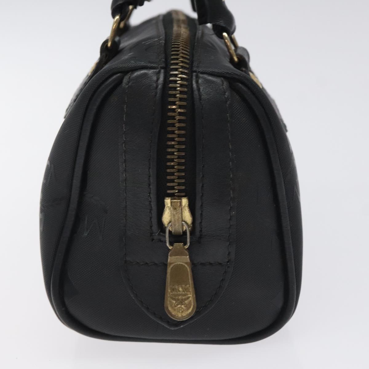 MCM Logogram Vicetos Hand Bag PVC Black Gold Auth 126744