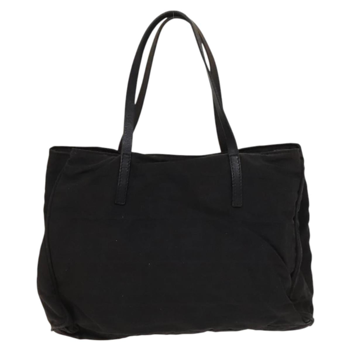 FENDI Zucca Canvas Hand Bag Nylon Black Silver Auth 126764