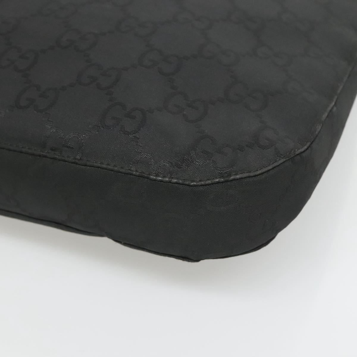 GUCCI GG Canvas Shoulder Bag Nylon Black Silver Auth 126780