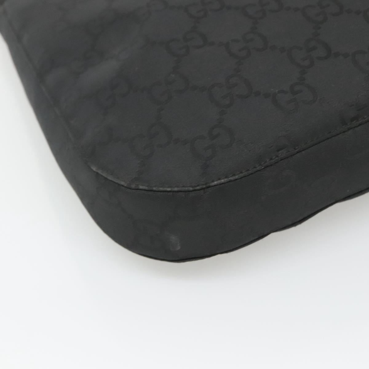 GUCCI GG Canvas Shoulder Bag Nylon Black Silver Auth 126780