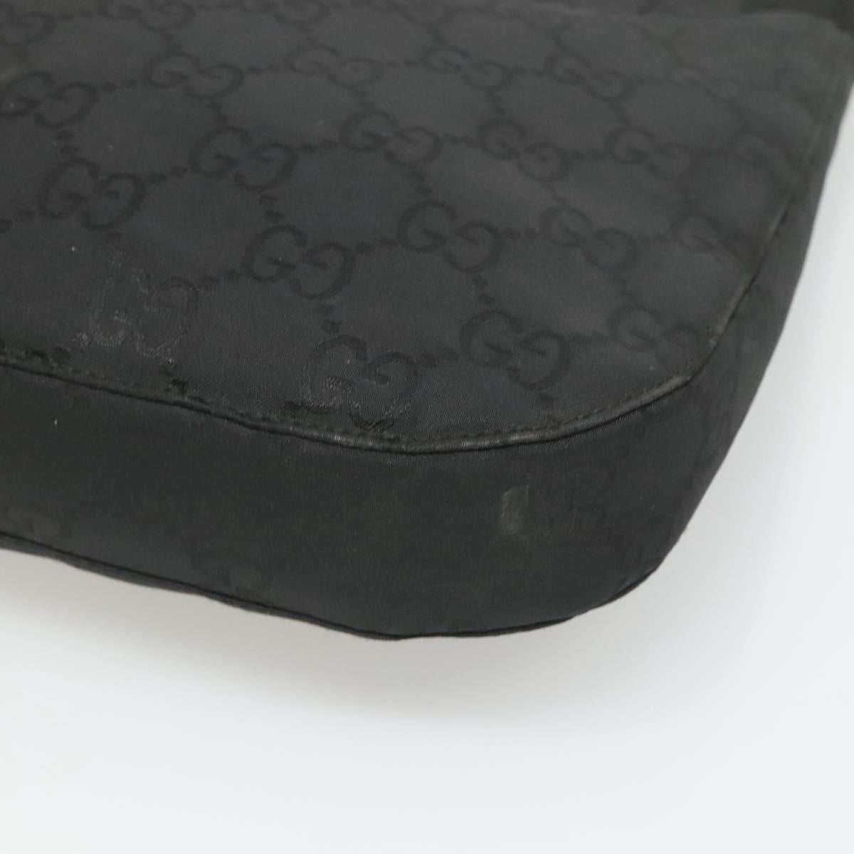 GUCCI GG Canvas Shoulder Bag Nylon Black Silver Auth 126780