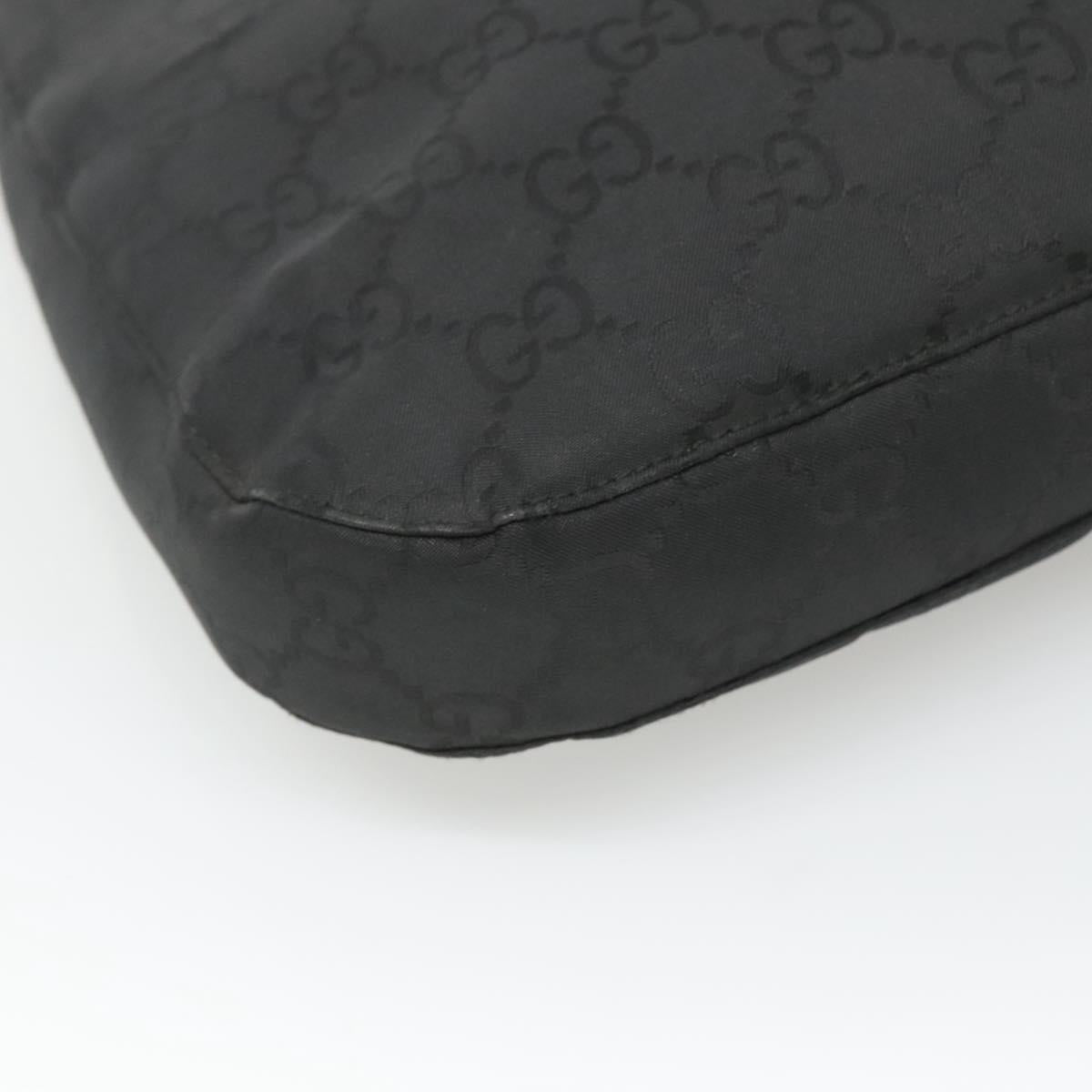 GUCCI GG Canvas Shoulder Bag Nylon Black Silver Auth 126780