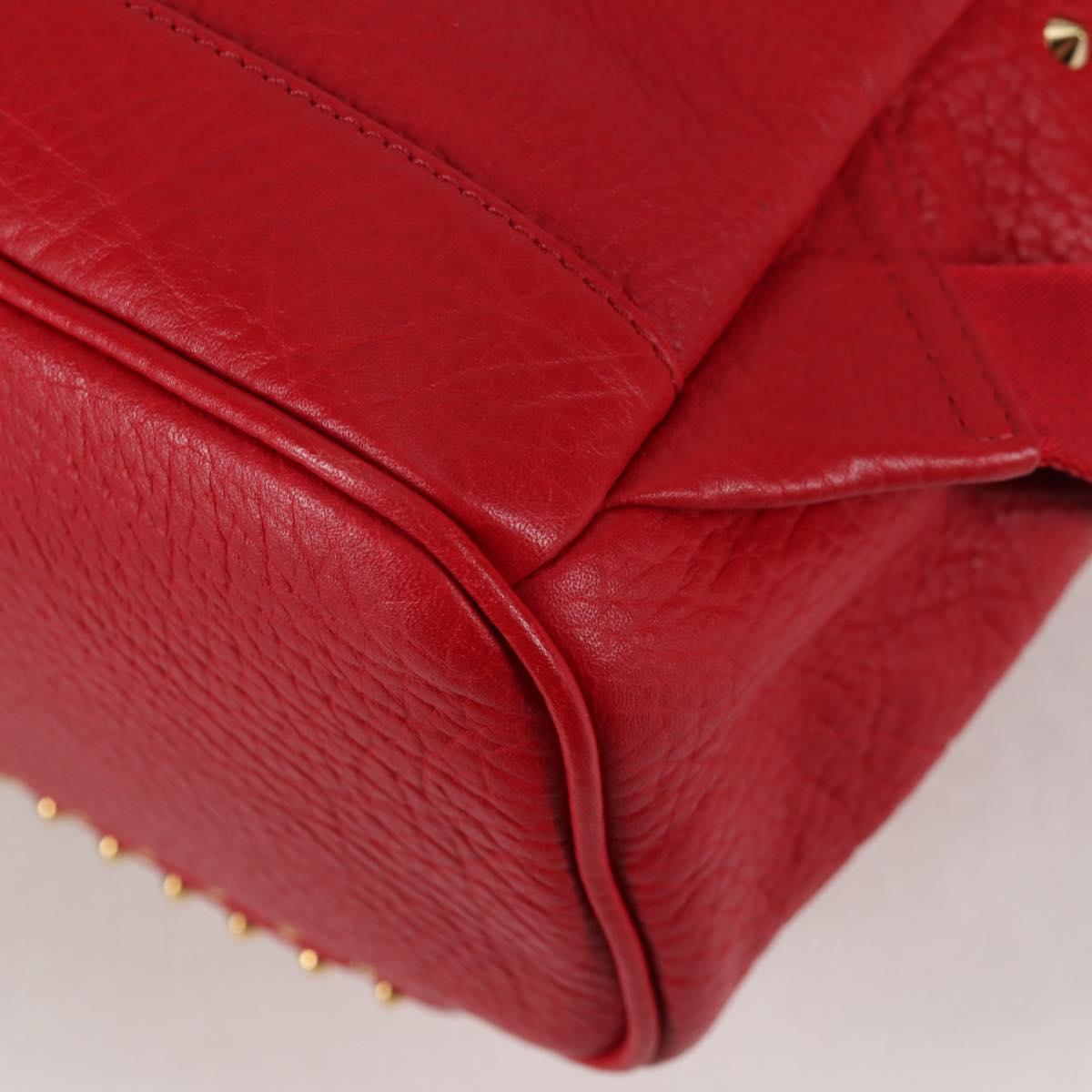 MCM Logogram Vicetos studs Backpack Leather Red Gold Auth 126799V