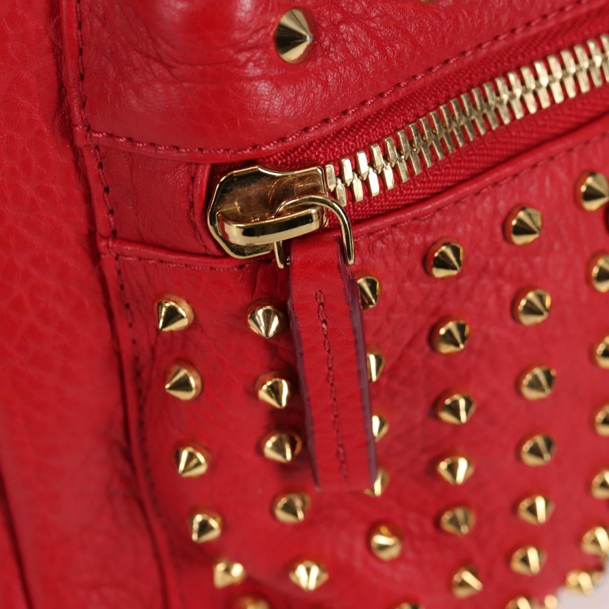 MCM Logogram Vicetos studs Backpack Leather Red Gold Auth 126799V