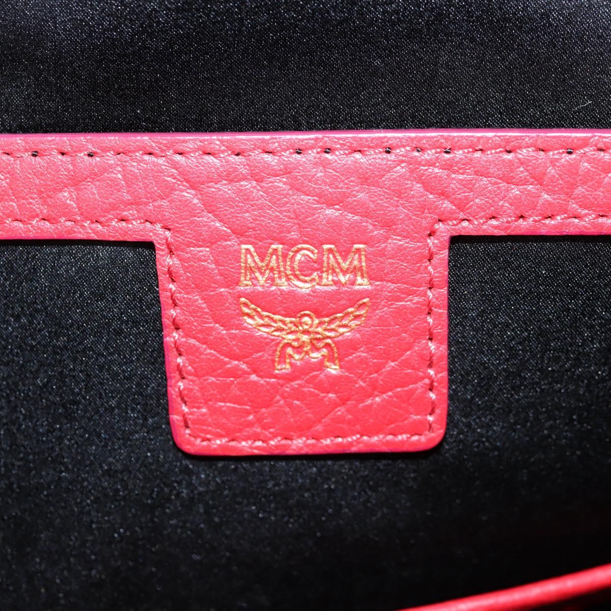 MCM Logogram Vicetos studs Backpack Leather Red Gold Auth 126799V