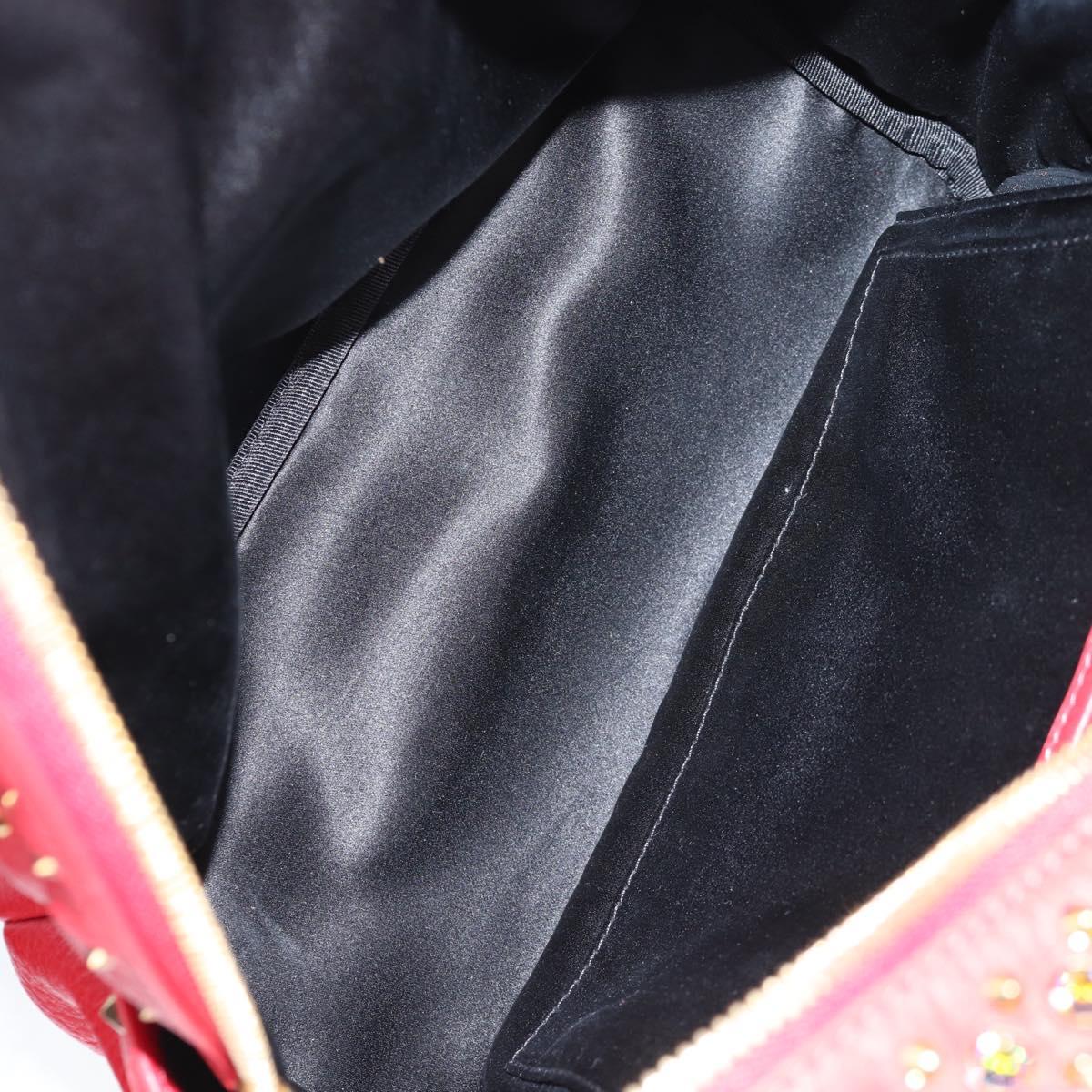 MCM Logogram Vicetos studs Backpack Leather Red Gold Auth 126799V