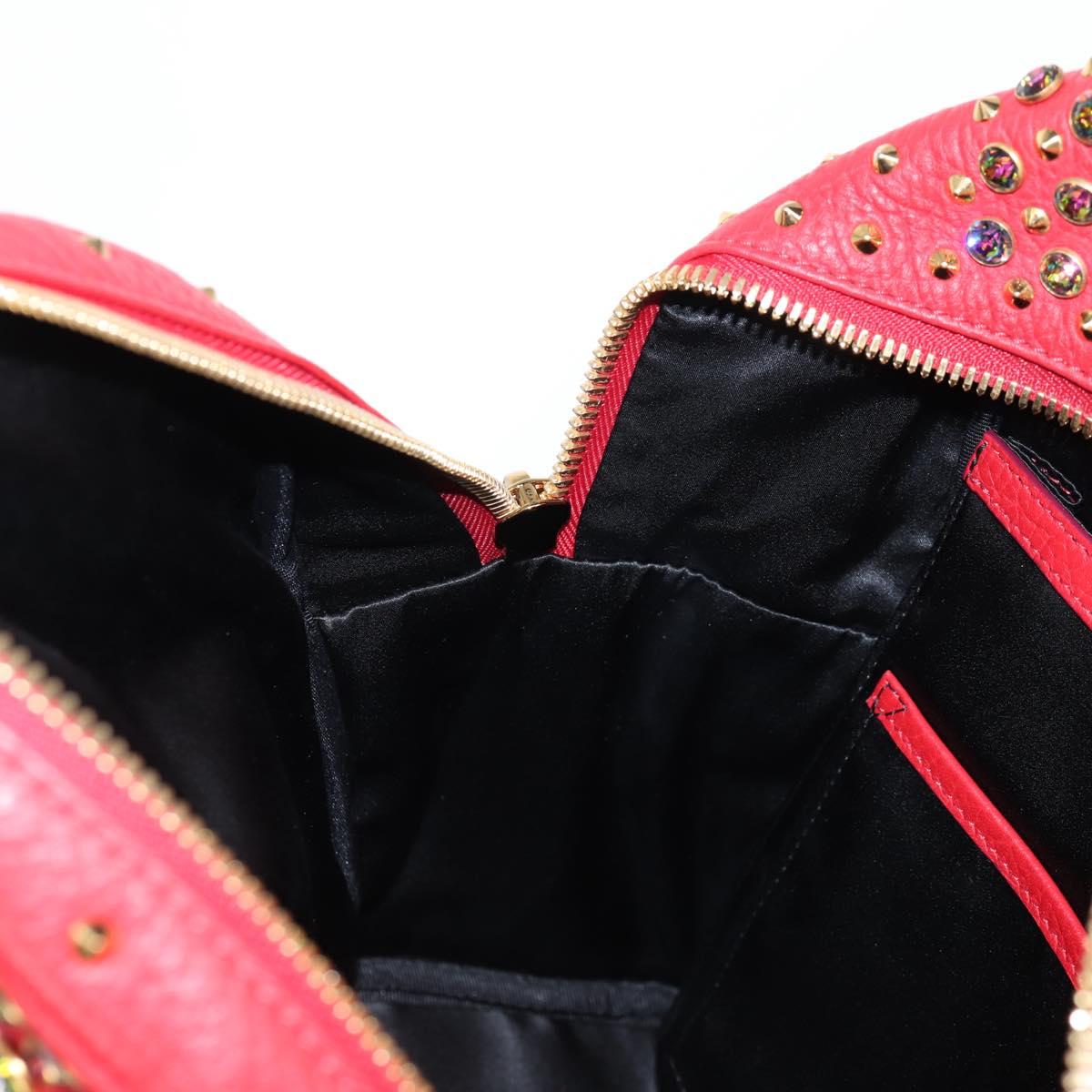 MCM Logogram Vicetos studs Backpack Leather Red Gold Auth 126799V