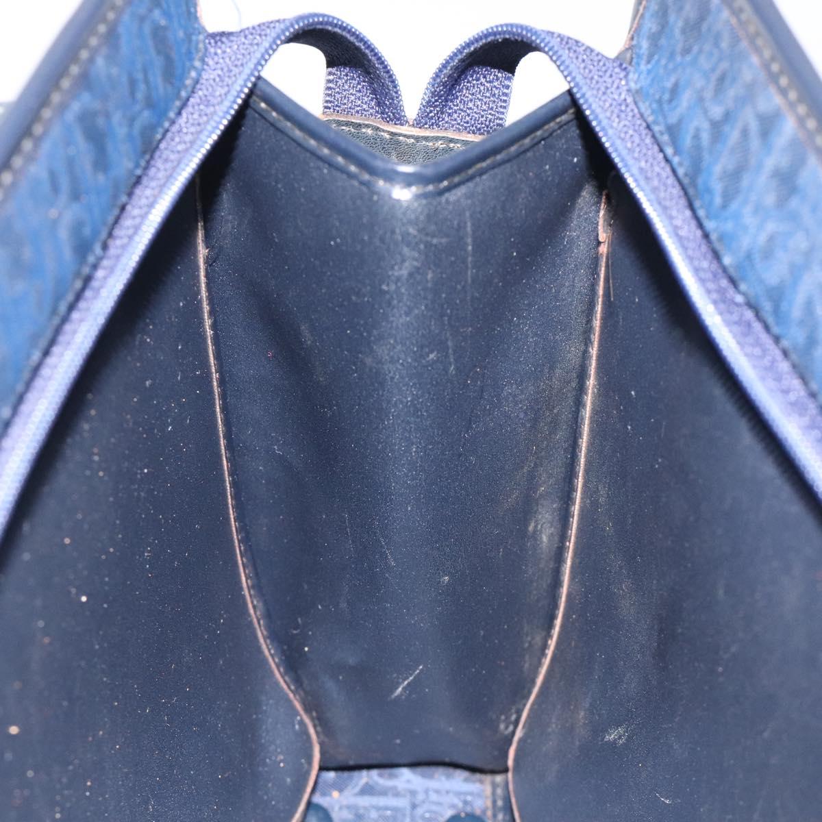 Christian Dior Trotter Canvas Hand Bag Navy Gold Auth 126815