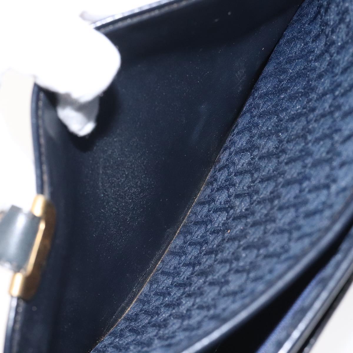 Christian Dior Trotter Canvas Hand Bag Navy Gold Auth 126815