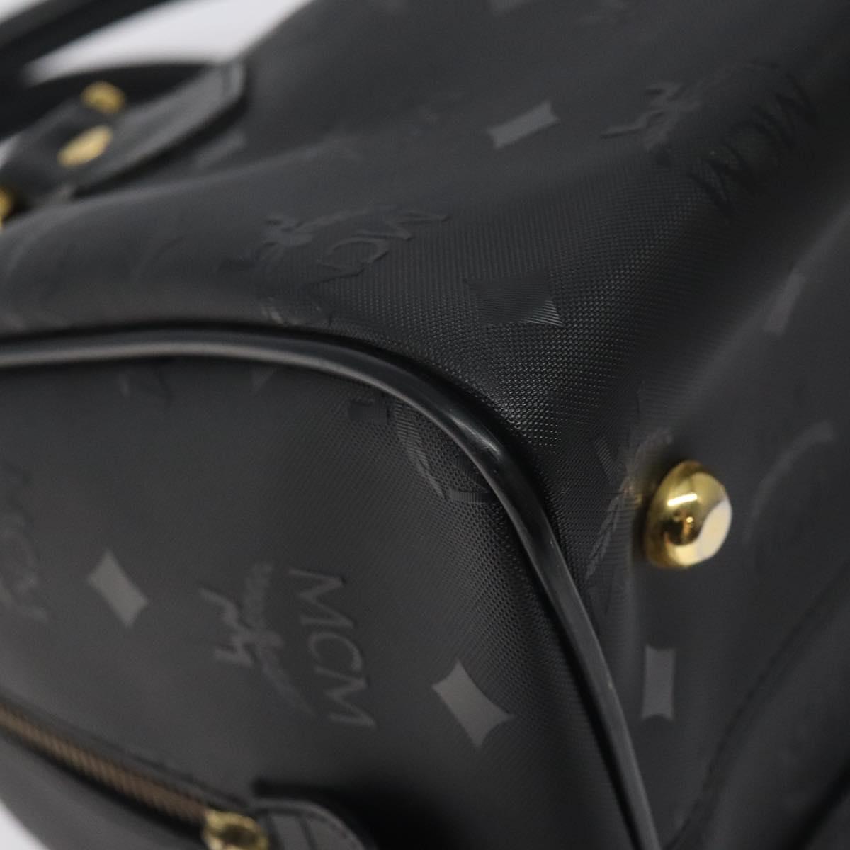 MCM Logogram Vicetos Hand Bag PVC Black Gold Auth 126847