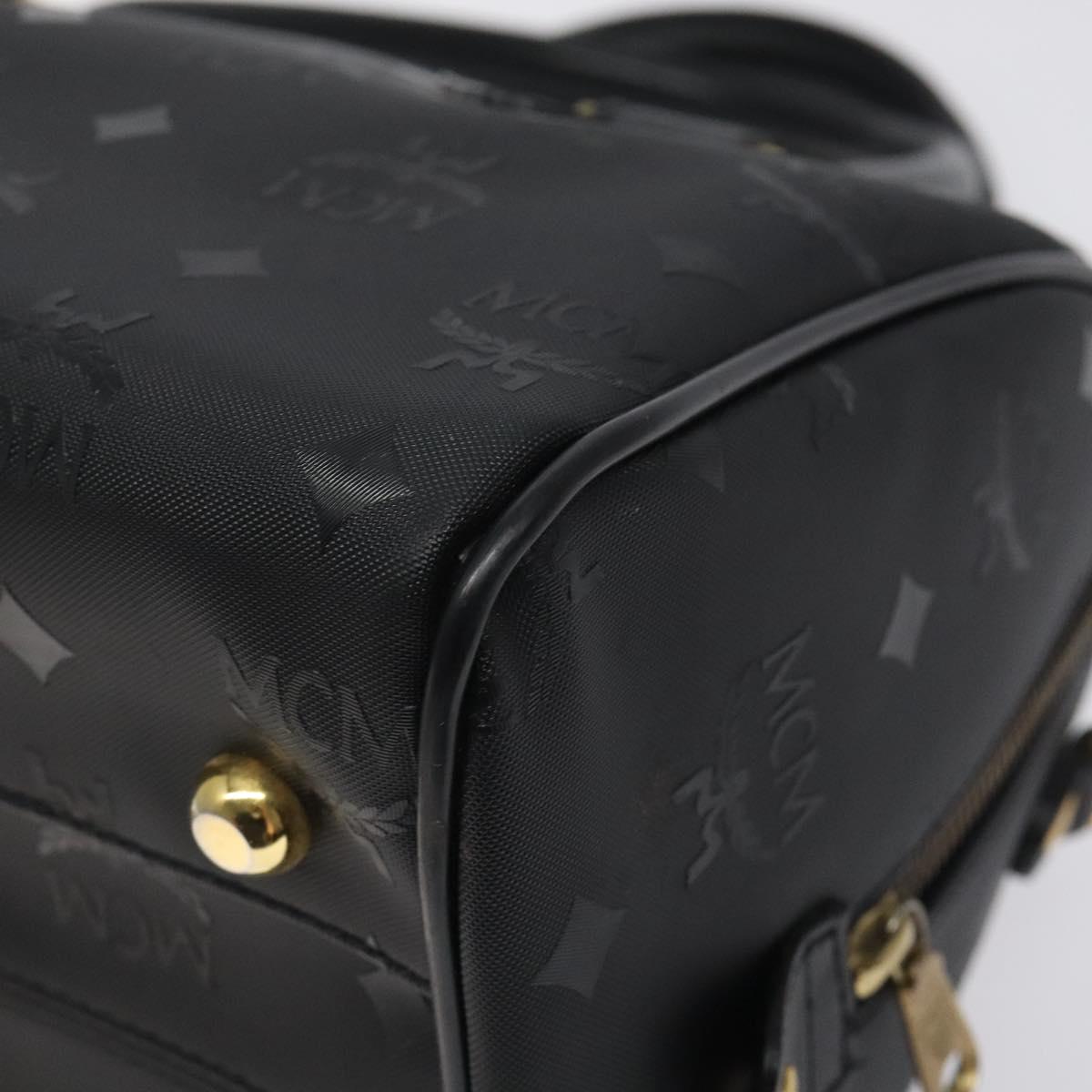 MCM Logogram Vicetos Hand Bag PVC Black Gold Auth 126847