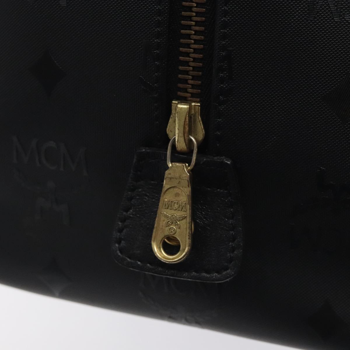 MCM Logogram Vicetos Hand Bag PVC Black Gold Auth 126847