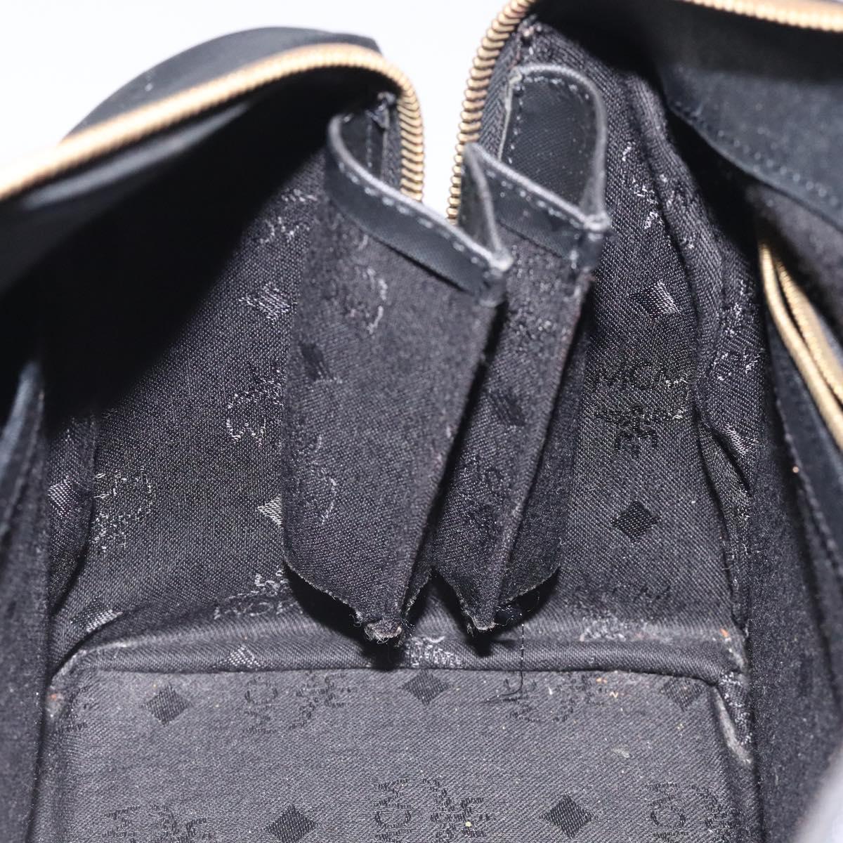 MCM Logogram Vicetos Hand Bag PVC Black Gold Auth 126847
