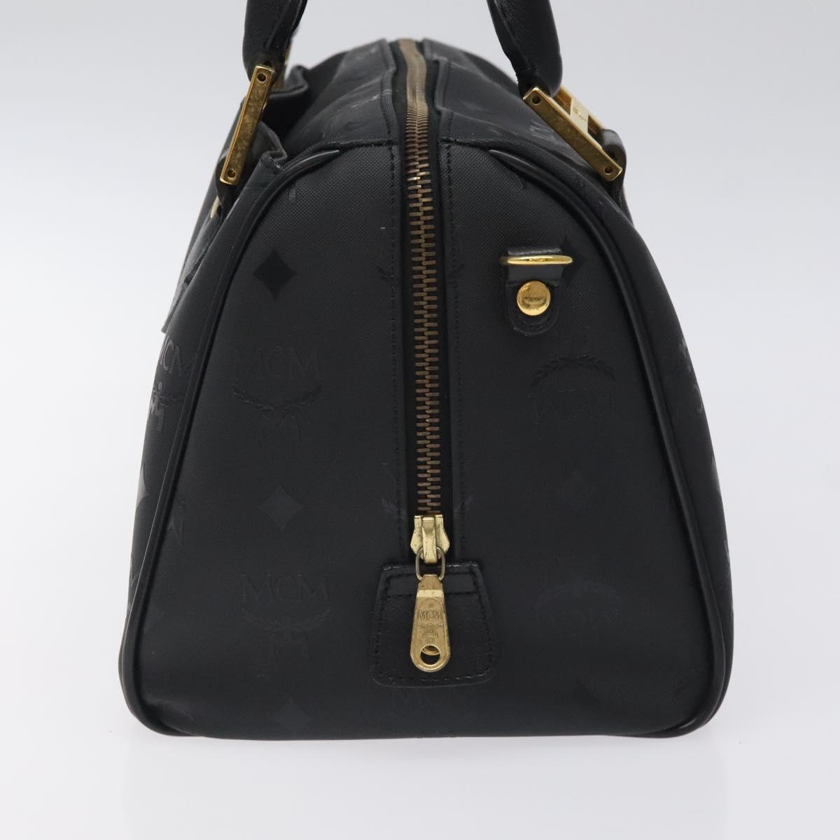MCM Logogram Vicetos Hand Bag PVC Black Gold Auth 126847