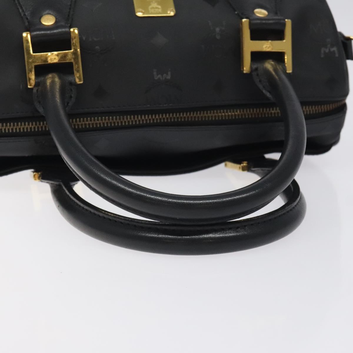 MCM Logogram Vicetos Hand Bag PVC Black Gold Auth 126847