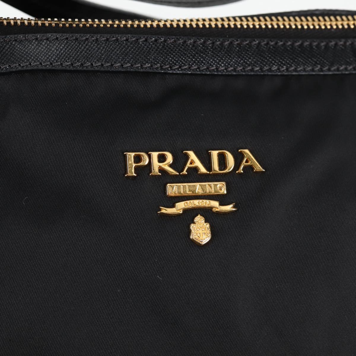PRADA Tote Bag Nylon 2way Black Gold Auth 126914V