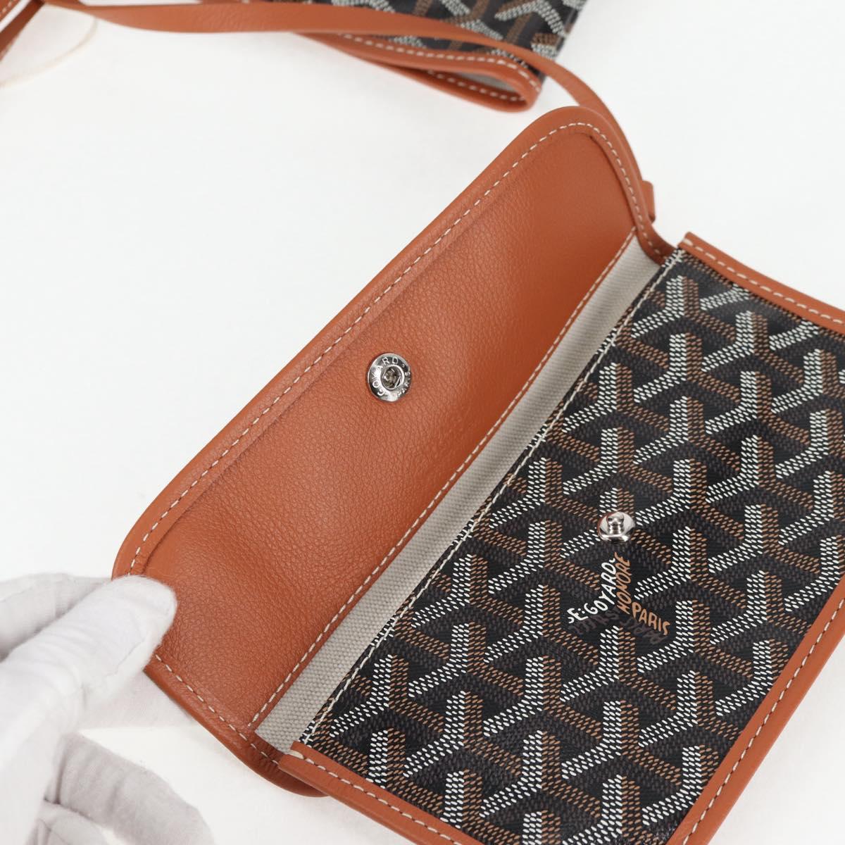 GOYARD Herringbone Saint Louis PM Tote Bag PVC Leather Black Brown Auth 126920SM