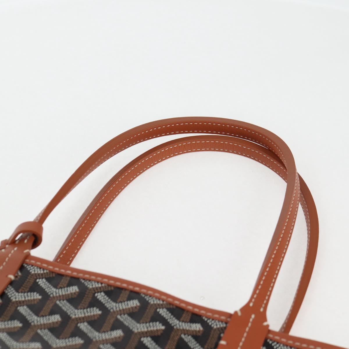 GOYARD Herringbone Saint Louis PM Tote Bag PVC Leather Black Brown Auth 126920SM