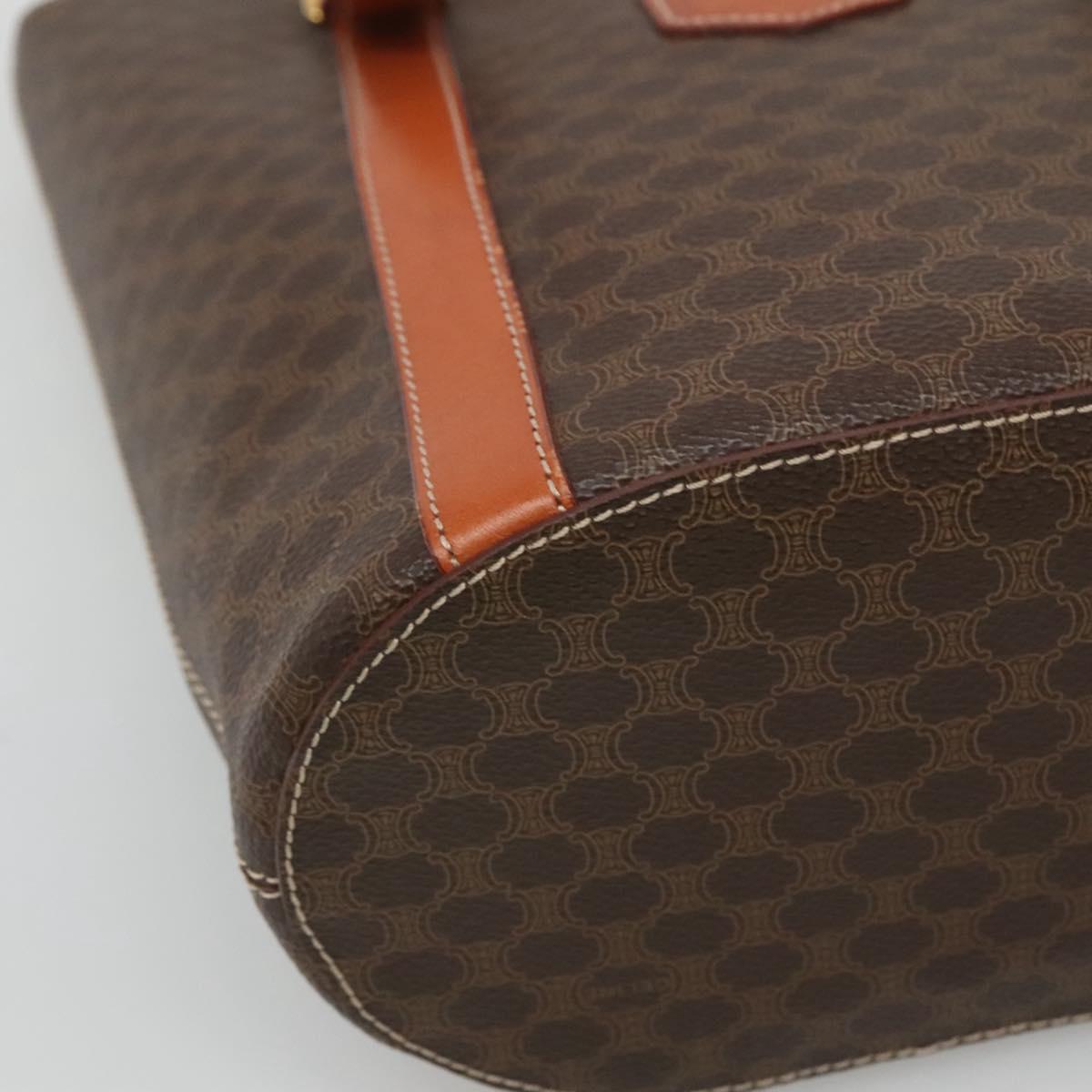CELINE Macadam Canvas Shoulder Bag PVC Brown Gold Auth 126921